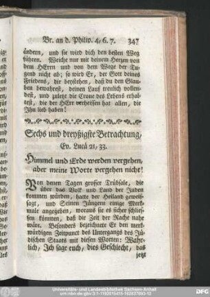 Sechs und dreyßigste Betrachtung, Ev. Lucä 21, 33.