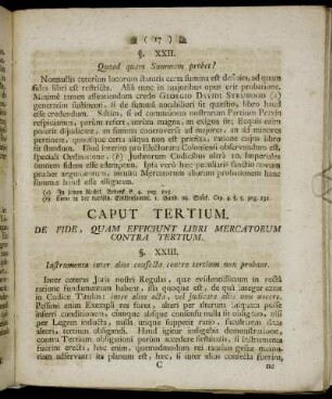 Caput Tertium. De Fide, Quam Efficiunt Libri Mercatorum Contra Tertium.