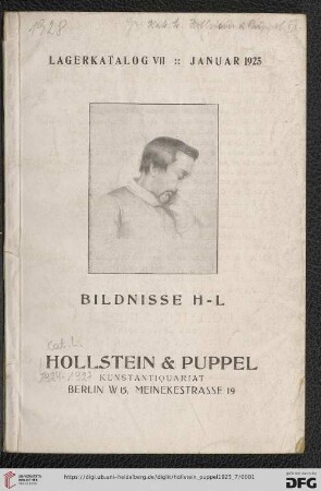 Nr. 7: Lagerkatalog / Hollstein & Puppel, Kunstantiquariat: Bildnisse H-L