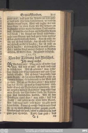CXLVI. Von der Tödtung des Fleisches. Ich mag nicht.