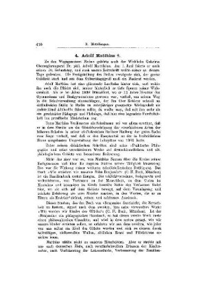 Nachruf : Adolf Matthias ; [Mitteilungen]