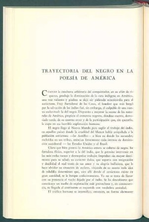 Trayectoria del negro en la poesía de América