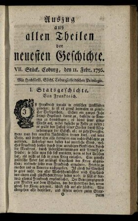 VII. Stück. Coburg, den 11. Febr. 1756.