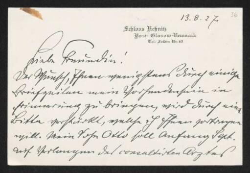 Brief von Josef Block an Margarete Hauptmann
