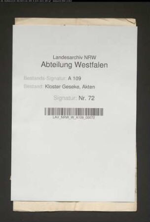 Kollation der Pfarrstelle St. Petri in Geseke an Caspar Cappius nach Resignation des Jodocus Koppenradt.