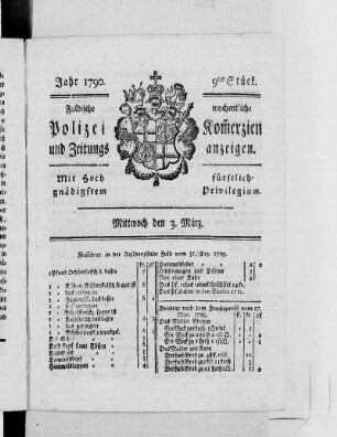 9tes Stück., Ausgabe vom 3. März 1790