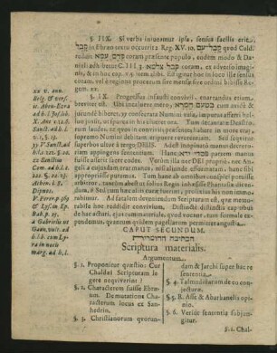 Caput Secundum Scriptura Materialis.