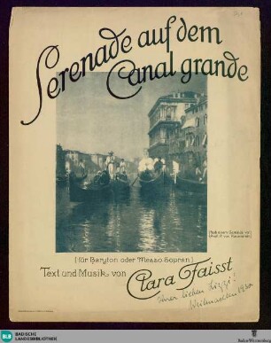 Serenade auf dem Canal Grande : (für Baryton oder Mezzo Sopran)