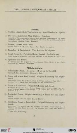 [Moderne Graphik und Handzeichnungen] (Nr. 1-523)