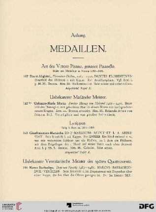 Anhang: Medaillen (Nr. 142-168)