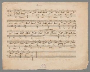 Etüden in Form freier Variationen über ein Beethoven'sches Thema, pf, McCS Anh.F25, a-Moll - BSB Mus.ms. 11737 : [caption title:] Exercises. [on the right, later added with pencil by Clara Schumann's hand:] (1833)