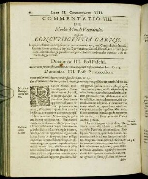 Commentatio VIII. De Morbo Mundi Vernaculo, Qui est Concupiscentia Carnis.