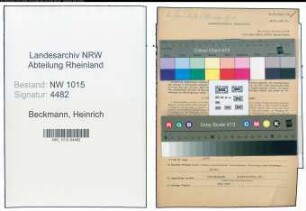 Entnazifizierung Heinrich Beckmann , geb. 31.01.1888 (Firmeninhaber)