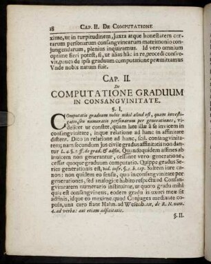 Cap. II. De Computatione Graduum In Consanguinitate.