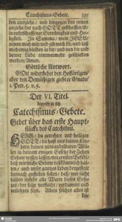Der VI. Titel begreifft in sich Catechismus-Gebete