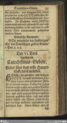 Der VI. Titel begreifft in sich Catechismus-Gebete