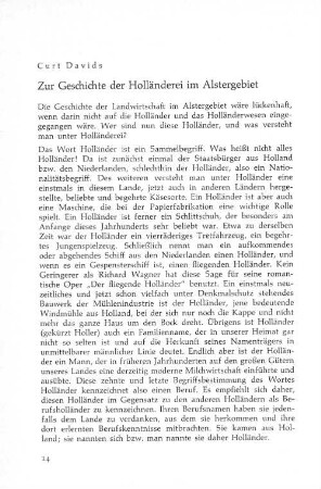 Zur Geschichte der Holländerei im Alstergebiet