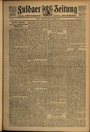 Erste Ausgabe vom Mittwoch, den 10. Januar 1906.