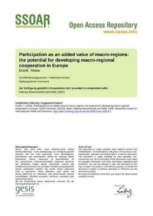 Participation as an added value of macro-regions: the potential for developing macro-regional cooperation in Europe
