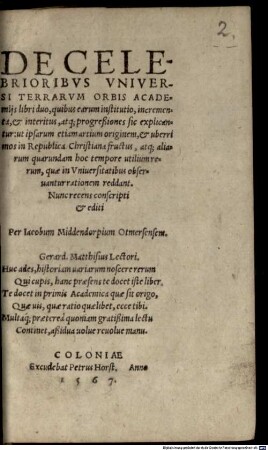 De celebrioribus universi terrarum orbis Academiis libri duo