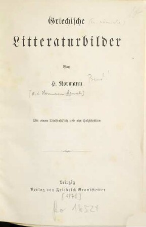 Griechische Litteraturbilder