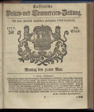 22. Stueck, Montag den 30ten May 1757