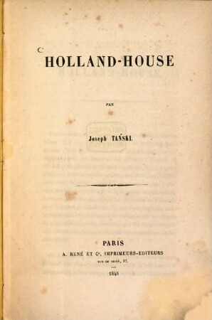 Holland-House par Tański