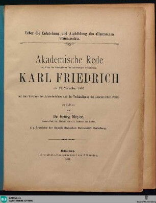Ueber die Entstehung und Ausbildung des allgemeinen Stimmrechts