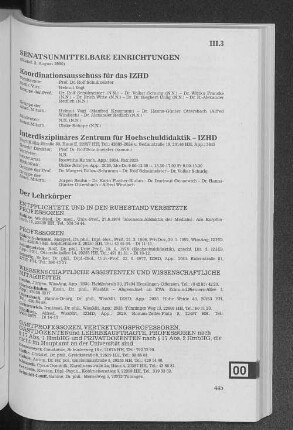 III.3 Senatsunmittelbare Einrichtungen
