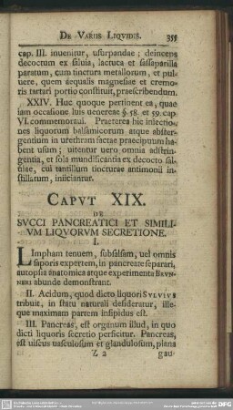 Caput XIX. Succi Pancreatici Et Similium Liquorum Secretione