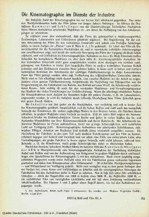 Die Kinematographie im Dienste der Industrie