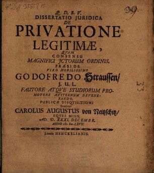 Diss. ... de privatione legitimae