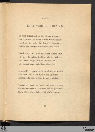 CXVII. Einer Vorübergehenden