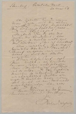 Richard Wagner (1813-1883) Autographen: Brief von Richard Wagner an Karl Eckert - BSB Autogr.Cim. Wagner, Richard.69