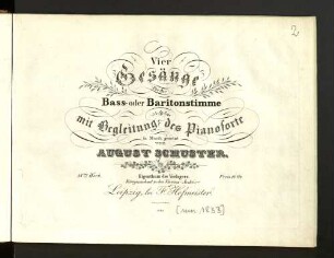 Vier Gesänge für die Bass- oder Baritonstimme : mit Begleitung des Pianoforte ; Werk 15