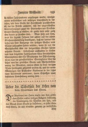 Ueber die Schicksale der Lehre von dem Abendmale des Herrn