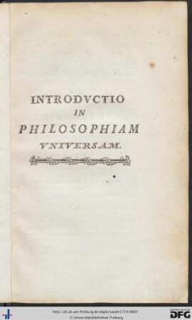 Introductio In Philosophiam Universam.