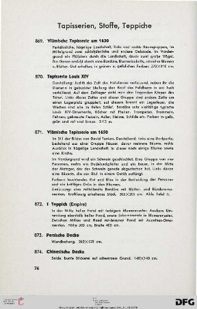Tapisserien, Stoffe, Teppiche (Nr. 869-917)