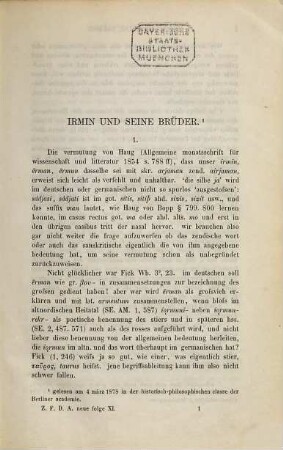 Zeitschrift für deutsches Altertum und deutsche Literatur : ZfDA. 23, 23 = N.F., Bd. 11. 1879
