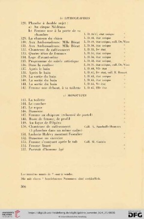 b) Lithographies (Nr.128-142)