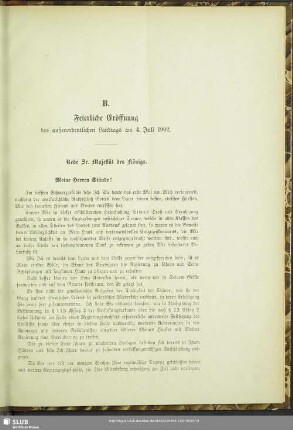 B. Feierliche Eröffnung des außerordentlichen Landtags am 4. Juli 1902