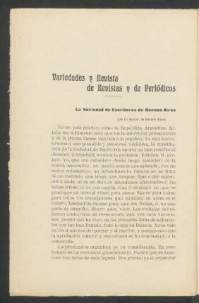 Variedades y revista de revistas y de periódicos