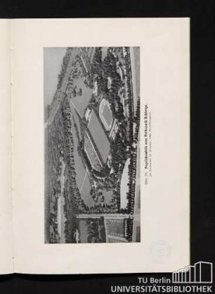 Abb. 38. Vogelschaubild vom Volkspark Rehberge. Im Hintergrund der Plötzensee, rechts Dauerkleingärten.