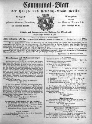 1867,27: No. 27, 7. Juli 1867