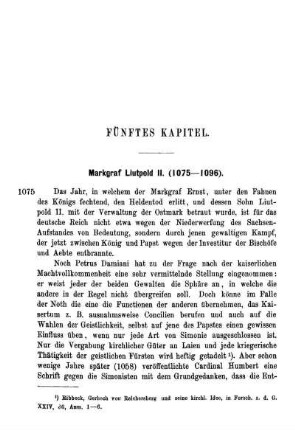 Fünftes Kapitel. Markgraf Liutpold II. (1075-1096).
