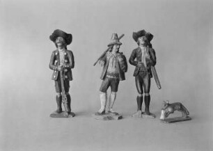Jäger und Treiber mit Fuchs