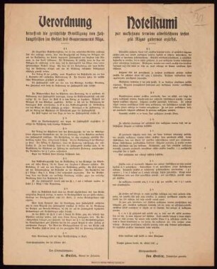 "Verordnung betreffend die gerichtliche Bewilligung von Zahlungsfristen im Gebiet des Gouvernements Riga"