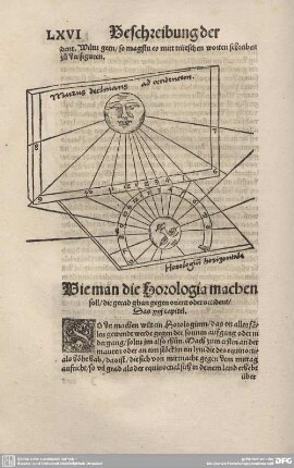 Wie man die Horologia machen soll/ die gerad ghan gegen orient oder occident/ Das XXI. Capitel.