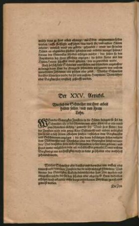Der XXV. Artickel.