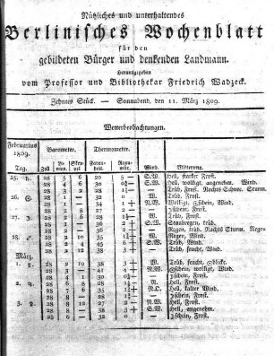 Zehntes Stueck, Sonnabend, den 11. Maerz 1809.